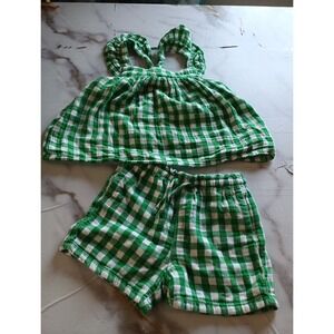 Old navy Size 3T Green And White Tolder Girl set With Adjustable Shorts
